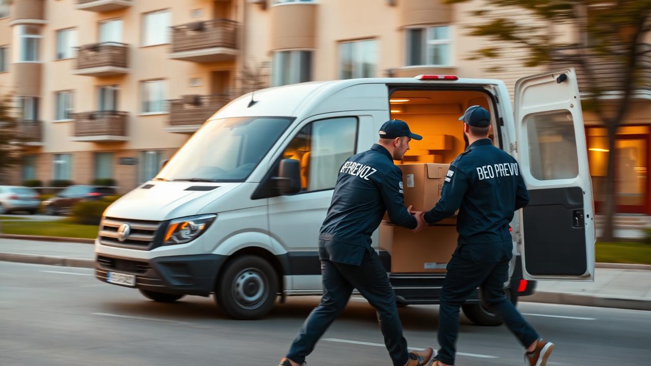 BEO PREVOZ radnici ekspresno utovaruju kombi za hitnu selidbu u Beogradu